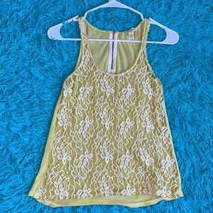 Ambience apparel yellow lace summer top